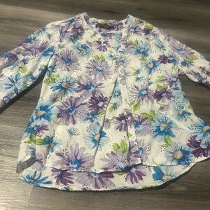 Floral Women's Top - Purple and Blue